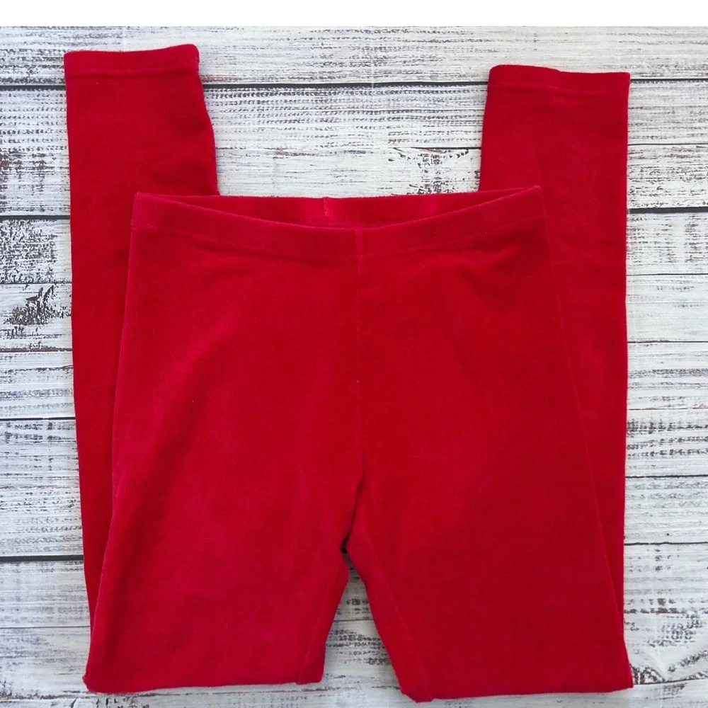 Hanna‎ Andersson Red Velour Corduroy Ribbed Leggings Kids 150cm USA 12 OEKO-TEX